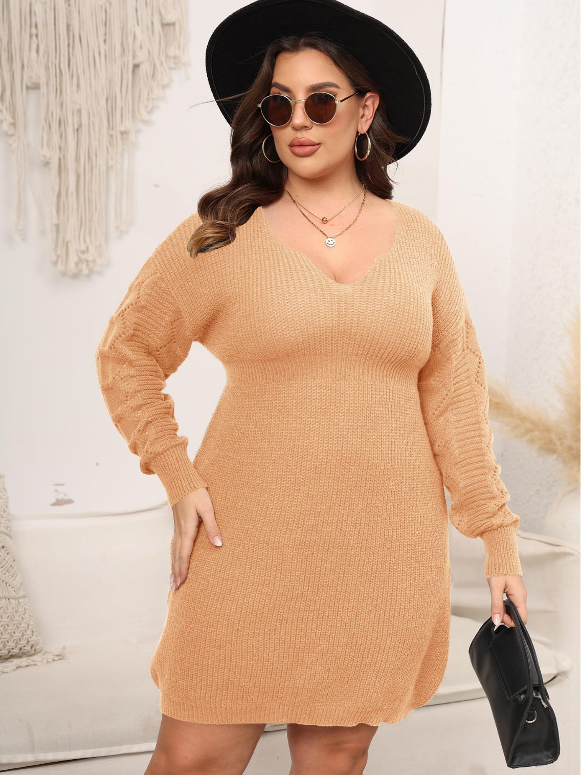 Woven Woolen Cinched Dress